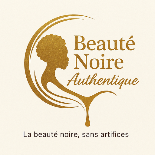 Afro et Naturel by Sandra – logo du site Logo Beauté Noire Authentique en doré, la beauté noire sans artifices