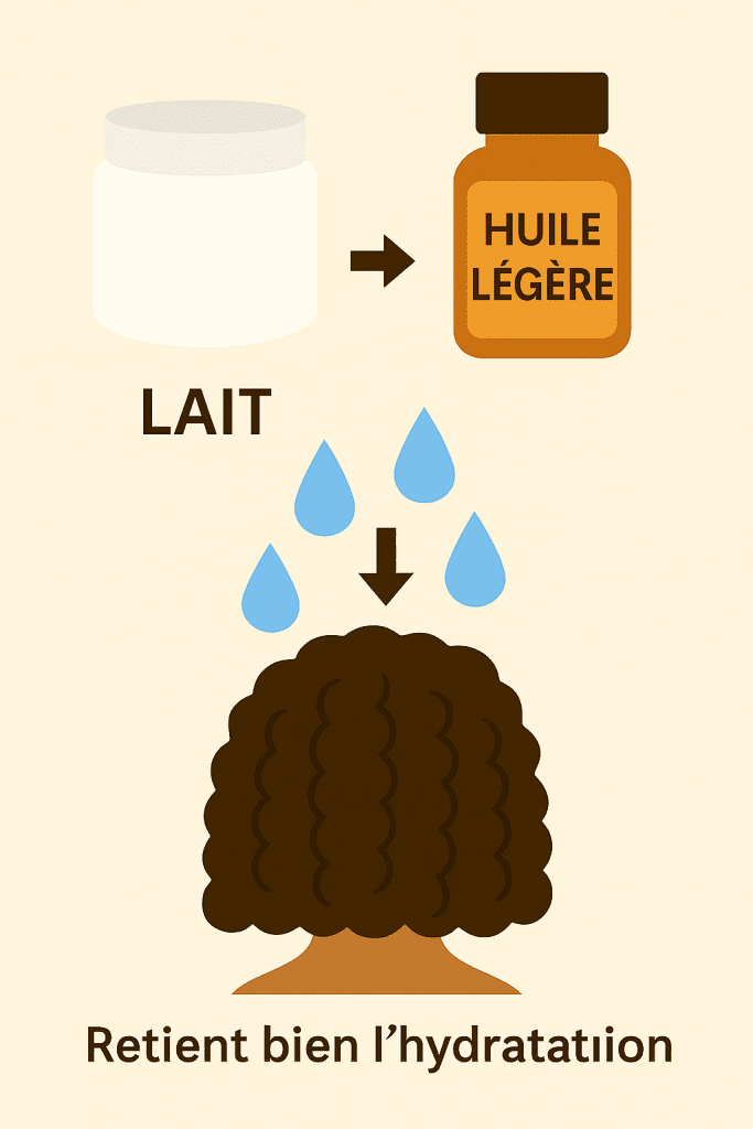 Routine capillaire LO pour cheveux à porosité moyenne avec lait hydratant et huile légère