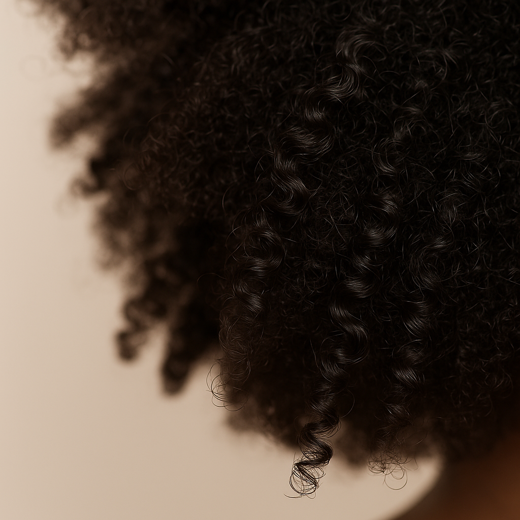 cheveux crépus hydratés, souples et naturellement brillants