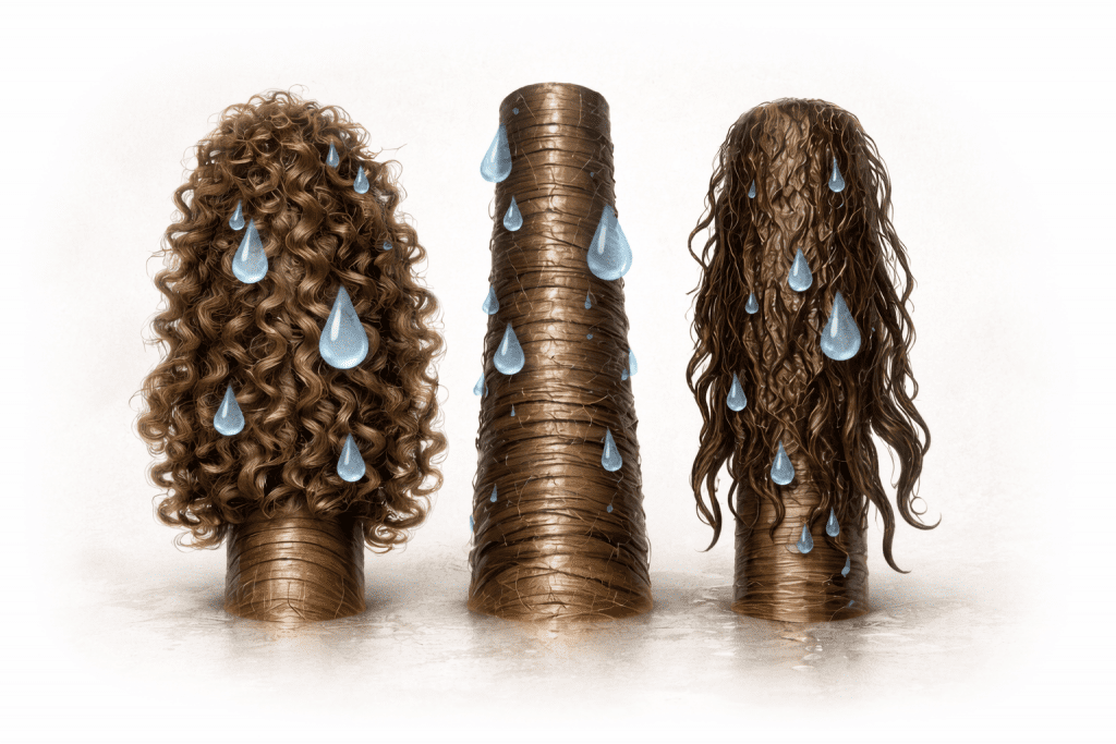 réactions de la fibre capillaire cheveux crépus à l’eau